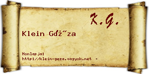 Klein Géza névjegykártya